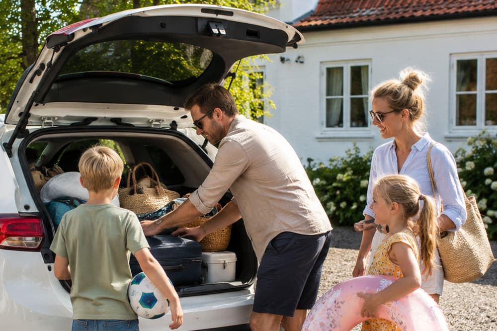 Familie på bilferie