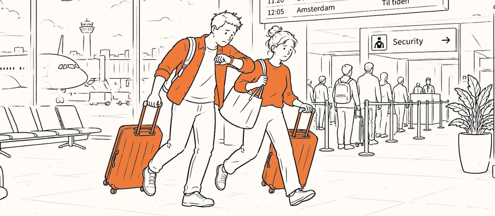 Par kommer for sent til fly